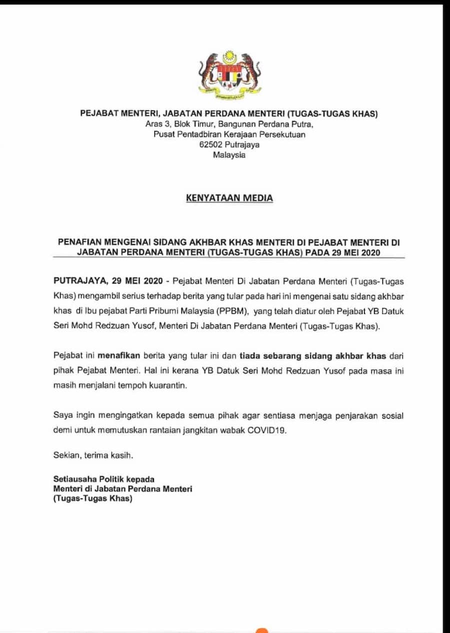 Sidang media khas hari ini